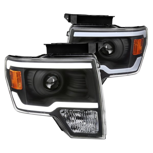 Spec-D® - Matte Black LED DRL Bar Projector Headlights, Ford F-150