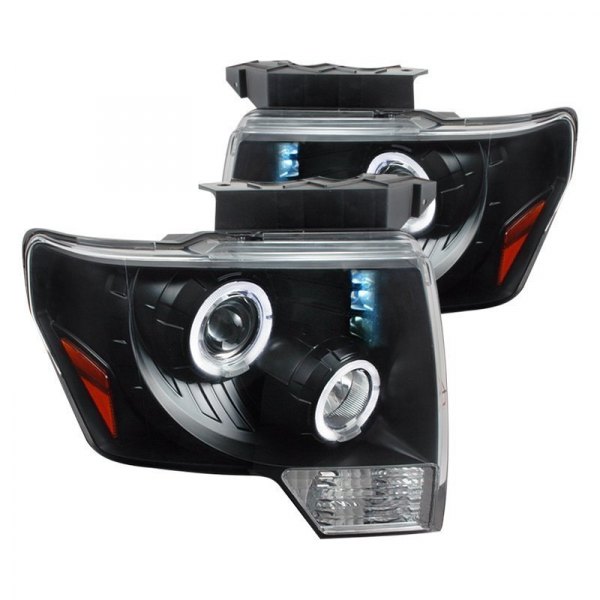 Spec-D® - Black Dual Halo Projector Headlights with Parking LEDs, Ford F-150