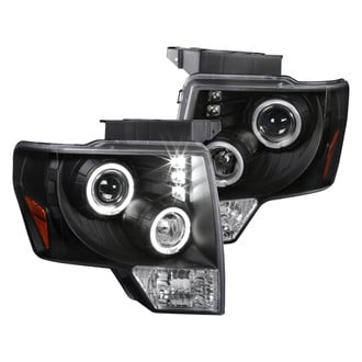 Spec-D® - Driver and Passenger Side Black Dual Halo Projector Headlights with Parking LEDs