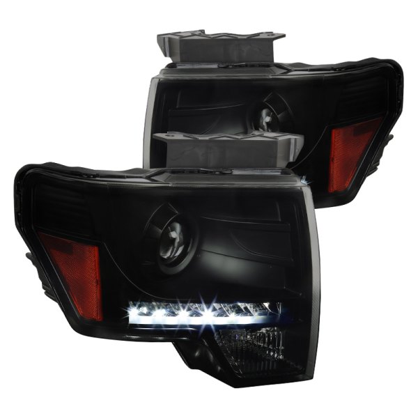 Spec-D® - Black/Smoke Halo Projector Headlights with LED DRL, Ford F-150