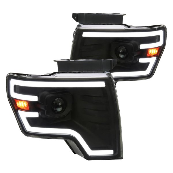 Spec-D® - Matte Black/Smoke Sequential LED DRL Bar Projector Headlights