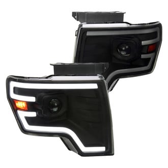 Spec-D® - Driver and Passenger Side Matte Black/Smoke Sequential LED DRL Bar Projector Headlights