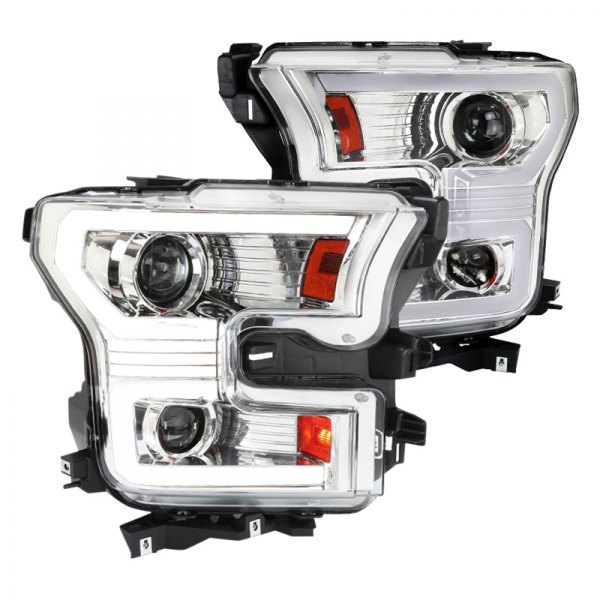 Spec-D® - Chrome LED DRL Bar Projector Headlights with Sequential Turn Signal, Ford F-150