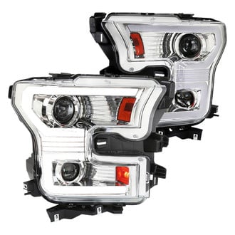 Spec-D® - Driver and Passenger Side Chrome LED DRL Bar Projector Headlights with Sequential Turn Signal