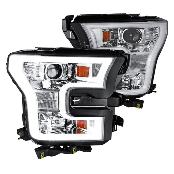 Spec-D® - Chrome LED DRL Bar Projector Headlights, Ford F-150