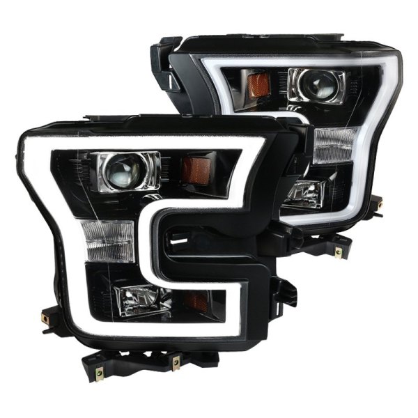 Spec-D® - Gloss Black LED DRL Bar Projector Headlights, Ford F-150