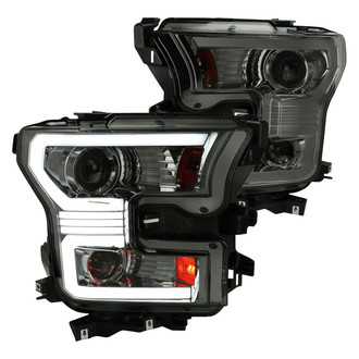 Spec-D® - Driver and Passenger Side Chrome/Smoke LED DRL Bar Projector Headlights with Sequential Turn Signal