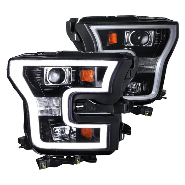 Spec-D® - Black/Smoke LED DRL Bar Projector Headlights, Ford F-150