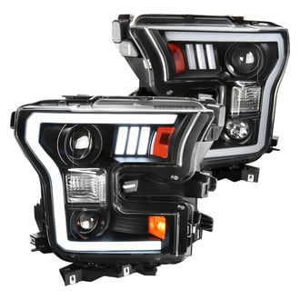 Spec-D® - Driver and Passenger Side Matte Black LED DRL Bar Projector Headlights