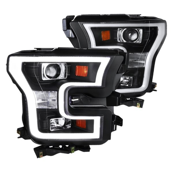 Spec-D® - Black LED DRL Bar Projector Headlights, Ford F-150