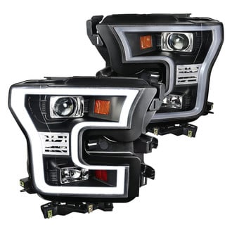 Spec-D® - Driver and Passenger Side Black LED DRL Bar Projector Headlights