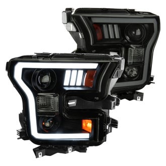 Spec-D® - Driver and Passenger Side Gloss Black/Smoke LED DRL Bar Projector Headlights