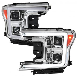 Spec-D® - Driver and Passenger Side Chrome LED DRL Bar Projector Headlights with Sequential Turn Signal