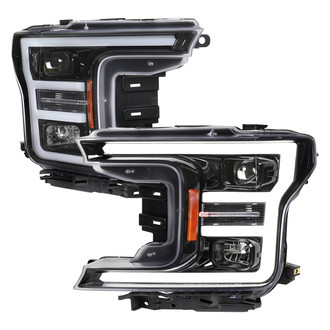 Spec-D® - Driver and Passenger Side Gloss Black LED DRL Bar Projector Headlights