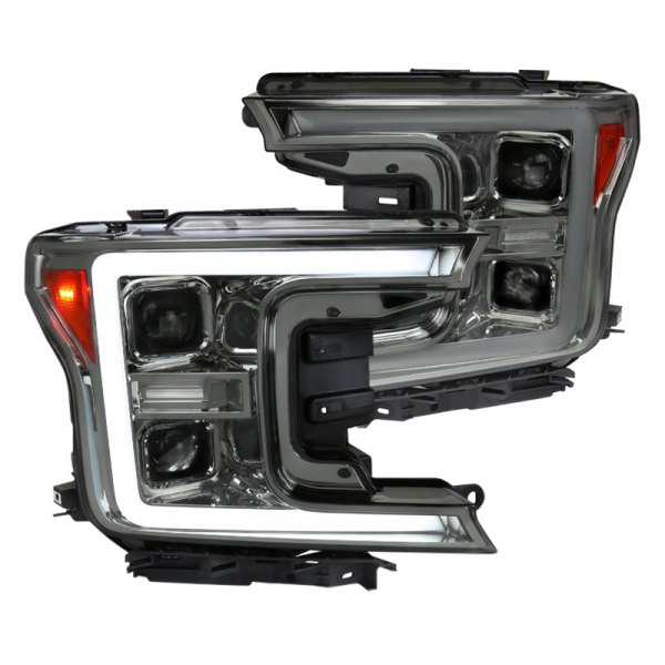 Spec-D® - Chrome/Smoke LED DRL Bar Projector Headlights with Sequential Turn Signal, Ford F-150
