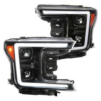Spec-D® - Driver and Passenger Side Matte Black LED DRL Bar Projector Headlights with Sequential Turn Signal