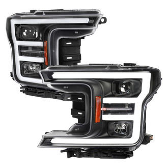Spec-D® - Driver and Passenger Side Matte Black LED DRL Bar Projector Headlights