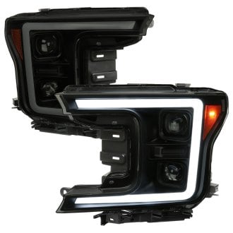 Spec-D® - Driver and Passenger Side Matte Black/Smoke LED DRL Bar Projector Headlights with Sequential Turn Signal