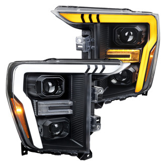 Spec-D® - Driver and Passenger Side Matte Black Sequential LED DRL Bar Projector Headlights