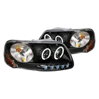 Spec-D® 2LHP-F150971PCJM-KS - Driver and Passenger Side Black Dual Halo Projector Headlights with Parking LEDs