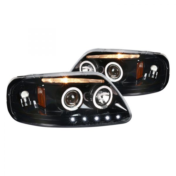 Spec-D® - Gloss Black Dual Halo Projector Headlights with Parking LEDs, Ford F-150
