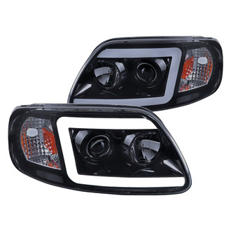 Spec-D® - Driver and Passenger Side Matte Black/Smoke LED DRL Bar Projector Headlights