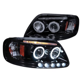 Spec-D® - Driver and Passenger Side Gloss Black/Smoke Dual Halo Projector Headlights with Parking LEDs