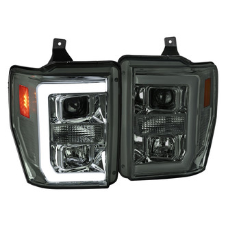 Spec-D® - Driver and Passenger Side Chrome/Smoke LED DRL Bar Projector Headlights