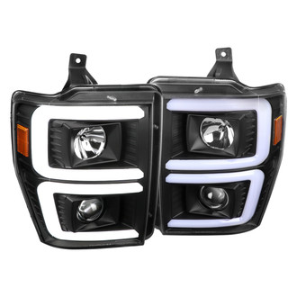 Spec-D® - Driver and Passenger Side Black Sequential LED DRL Bar Projector Headlights