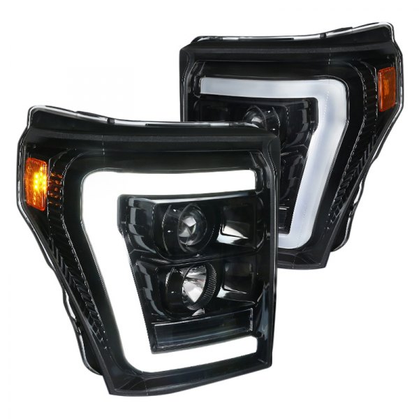 Spec-D® - Gloss Black LED DRL Bar Projector Headlights