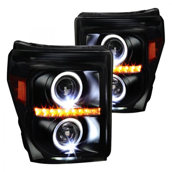 Spec-D® - Black/Smoke Dual Halo Projector Headlights with LED Turn Signal