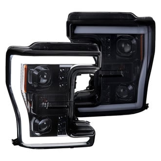 Spec-D® - Driver and Passenger Side Gloss Black/Smoke Switchback LED DRL Bar Projector Headlights