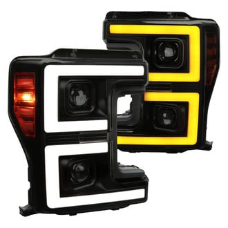Spec-D® - Driver and Passenger Side Matte Black/Smoke Sequential LED DRL Bar Projector Headlights