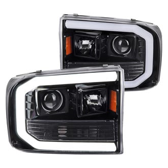 Spec-D® - Driver and Passenger Side Gloss Black LED Light Tube Projector Headlights
