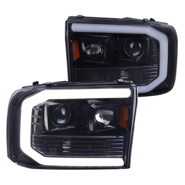 Spec-D® - Gloss Black/Smoke LED Light Tube Projector Headlights