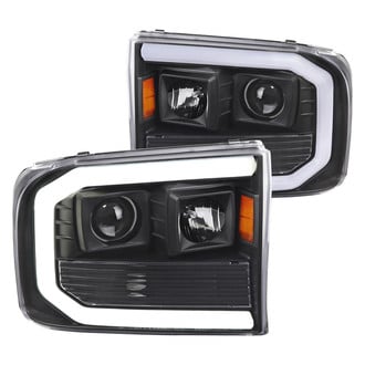 Spec-D® - Driver and Passenger Side Matte Black/Smoke LED Light Tube Projector Headlights