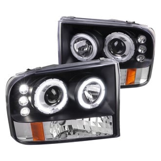 Spec-D® - Driver and Passenger Side Black Dual Halo Projector Headlights with Parking LEDs