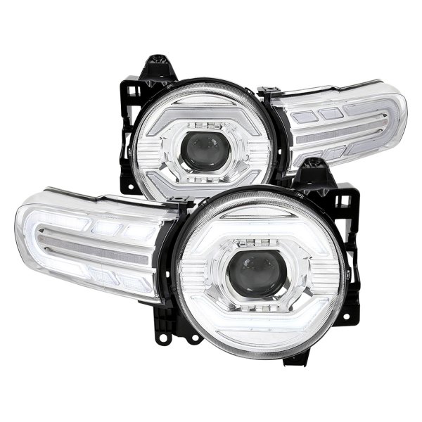 Spec-D® - Driver and Passenger Side Chrome Breathing LED Light Tube Projector Headlights with Sequential Turn Signal