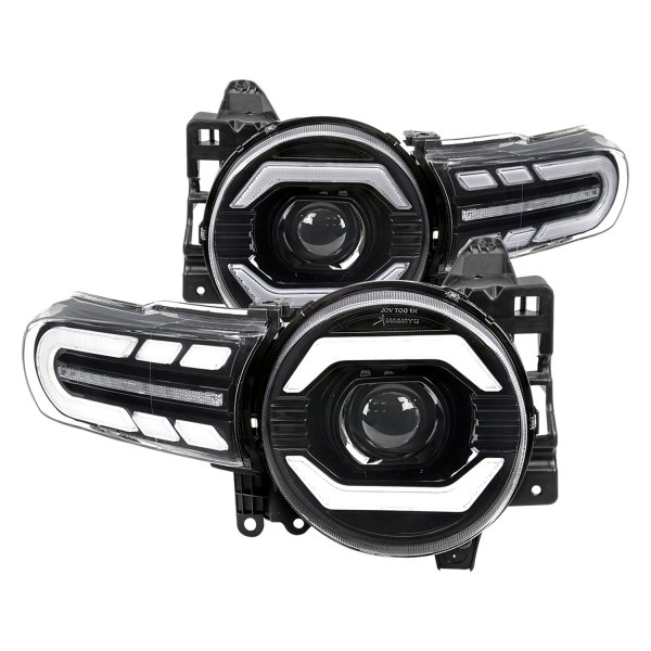 Spec-D® - Driver and Passenger Side Matte Black Breathing LED Light Tube Projector Headlights with Sequential Turn Signal