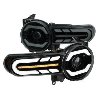 Spec-D® - Driver and Passenger Side Matte Black/Smoke Breathing LED Light Tube Projector Headlights with Sequential Turn Signal