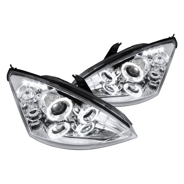 Spec-D® - Chrome Dual Halo Projector Headlights with Parking LEDs, Ford Focus