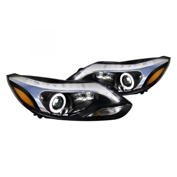 Spec-D® - Black Halo Projector Headlights with LED DRL, Ford Focus