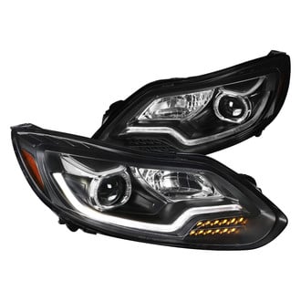 Spec-D® - Driver and Passenger Side Black DRL Bar Projector Headlights with LED Turn Signal