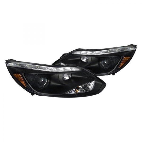 Spec-D® - Black Projector Headlights with Switchback LED DRL, Ford Focus