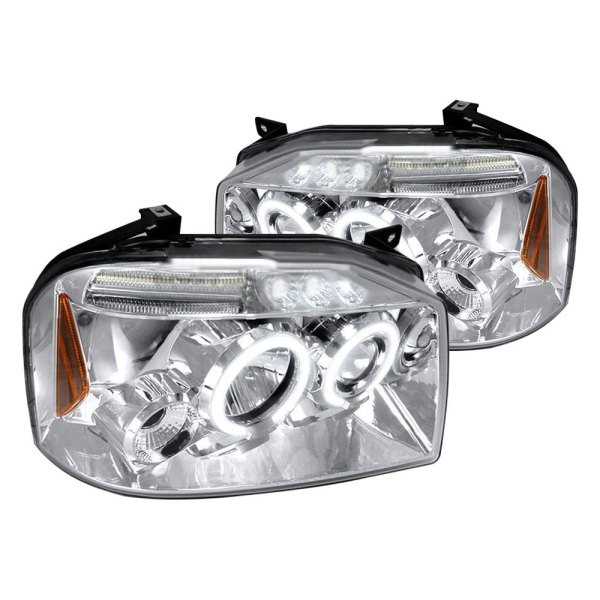 Spec-D® - Chrome Dual Halo Projector Headlights with Parking LEDs, Nissan Frontier