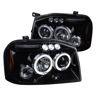 Spec-D® - Driver and Passenger Side Gloss Black/Smoke Dual Halo Projector Headlights with Parking LEDs