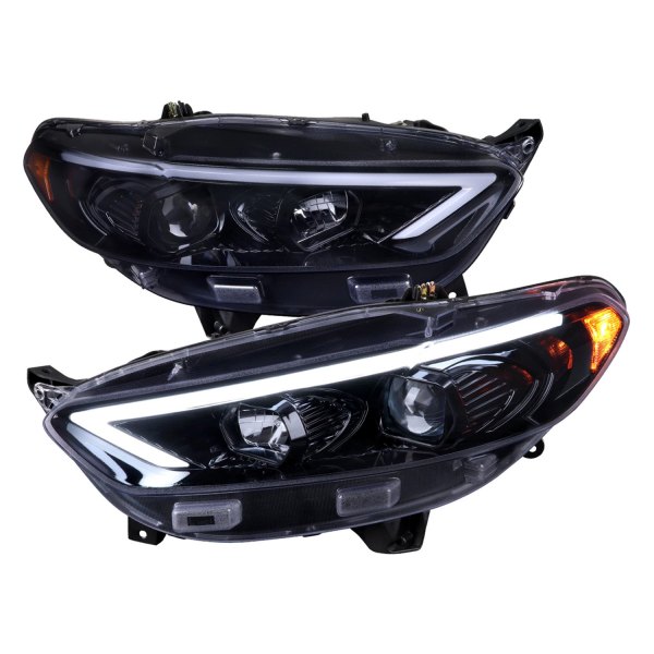 Spec-D® - Glossy Black/Smoke Sequential LED DRL Bar Projector Headlights