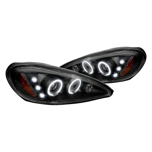 Spec-D® - Black Dual Halo Projector Headlights with Parking LEDs, Pontiac Grand Am