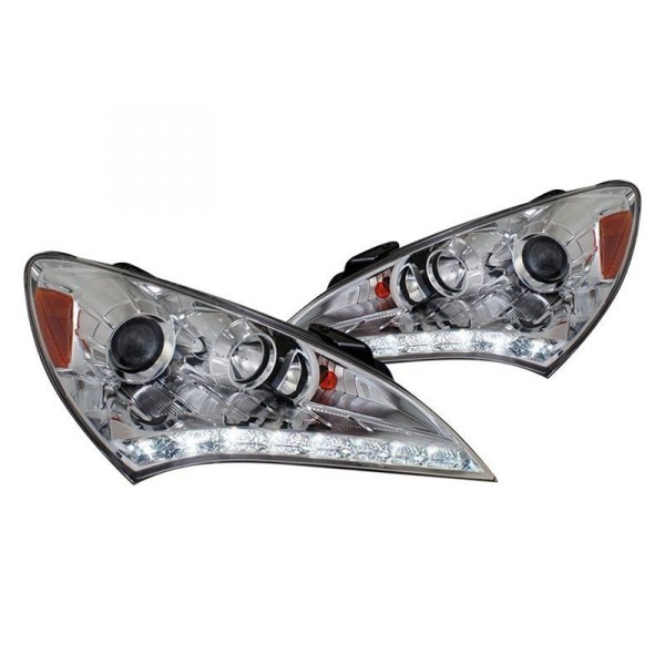 Spec-D® - Chrome Projector Headlights with R8 Style LEDs, Hyundai Genesis Coupe