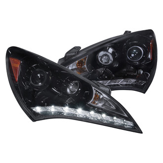 Spec-D® - Driver and Passenger Side Gloss Black/Smoke Projector Headlights with R8 Style LEDs